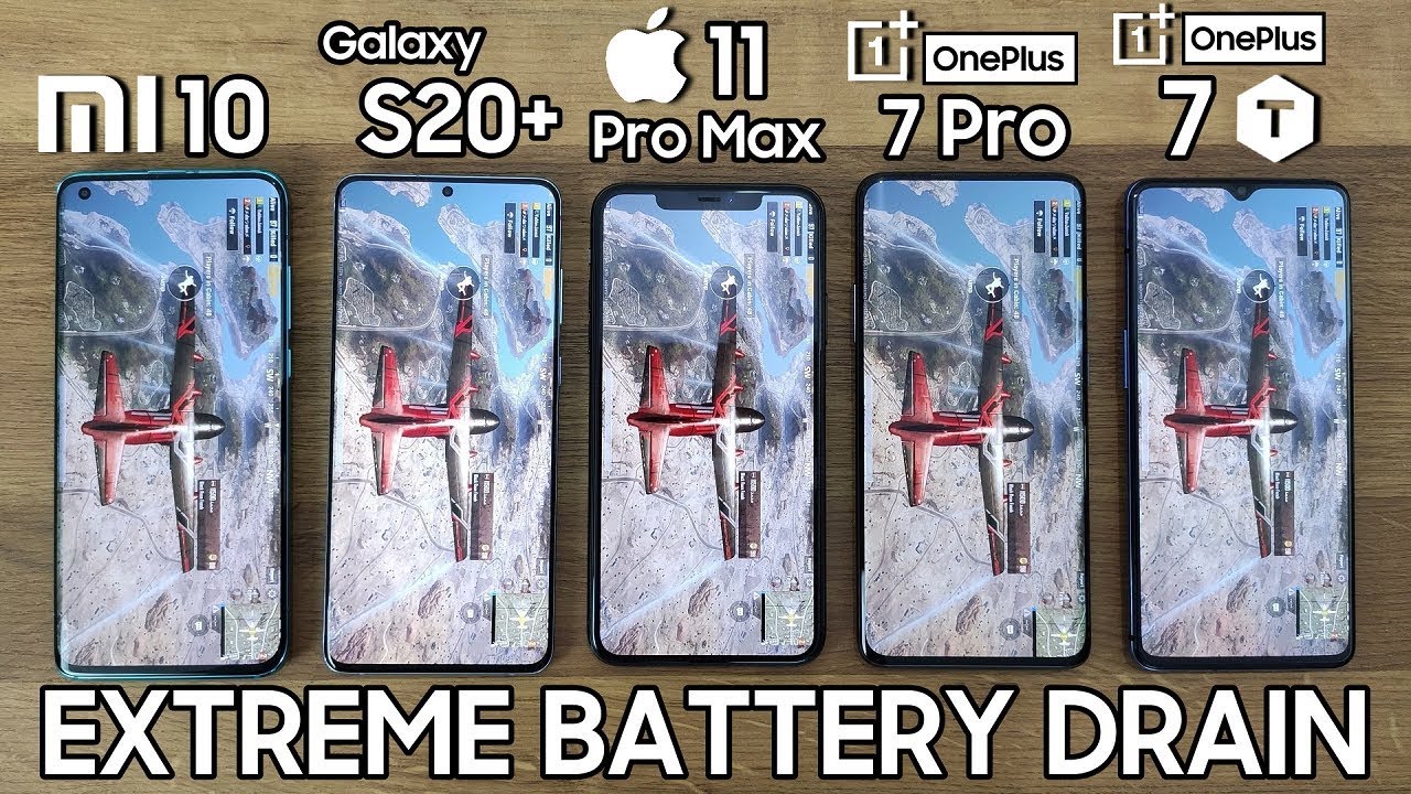 100% BATTERY DRAIN TEST - Xiaomi Mi 10 vs Galaxy S20 Plus / iPhone 11 Pro Max / OnePlus 7 Pro / 7T