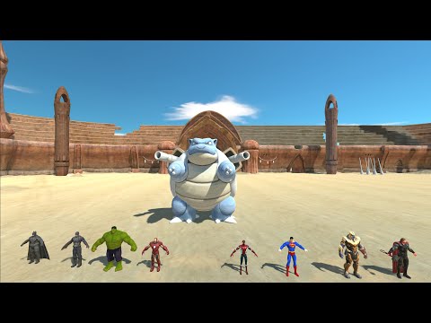 BLASTOISE VS TEAM MARVEL AT THE ARENA - Animal Revolt Battle Simulator