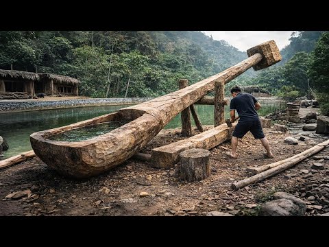How I Turned a Tree Into a Giant Water-Powered Hammer | by @PrimitiveSkillsnet