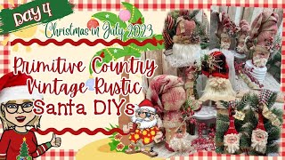 (DAY 4) -Christmas in July 2023 🎅🏻🍹🌴 ~ Primitive Country Vintage Rustic Santa DIYs || Bottles & More