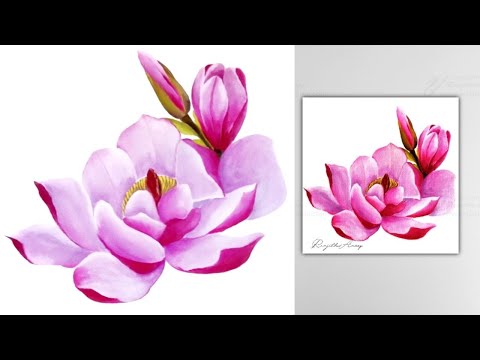 Step by Step acrylic painting on Canvas for beginners Magnolia painting | Art ideas