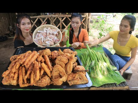 Yummy cooking Fried chicken leg and corn recipe - Fried chicken