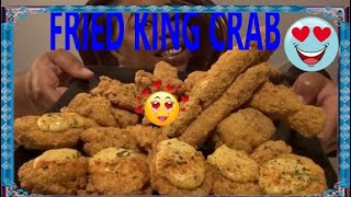 fried king crab, fried deveiled eggs, and fried shrimp mukbang