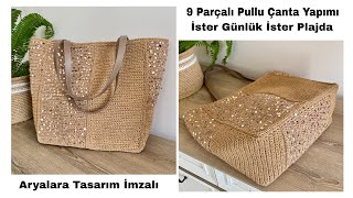 Aryalara Tasarım İmzalı 9 Parçadan Pullu Kağıt ip Çanta Yapıyoruz😍İster Günlük, 