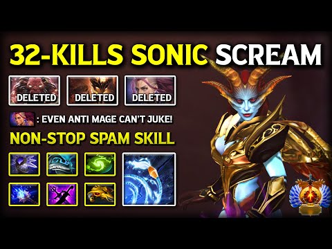 32-KILLS SONIC SCREAM MID Queen of Pain | Non-stop Spam Skill Even Anti Mage Can't Escape DotA 2