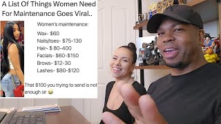 Female Maintenance List MEN SHOULD PAY FOR Goes VIRAL - REACTION!