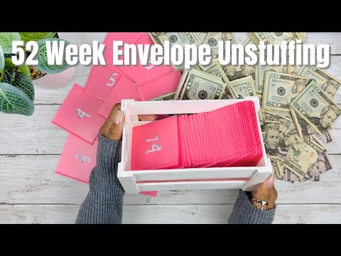 UNSTUFFING MY 52 WEEK ENVELOPE SAVINGS CHALLENGE | CASH STUFFING | CASH ENVELOPES | @PiNKxEVERYTHiNG