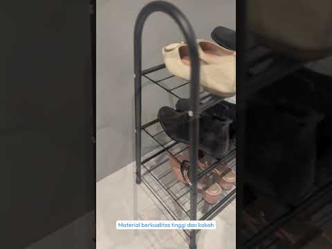 Gambar Stora Rak Sepatu 3 Tingkat 68x35x70 cm - Hitam