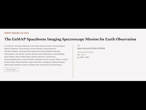 The EnMAP Spaceborne Imaging Spectroscopy Mission for Earth Observation | RTCL.TV