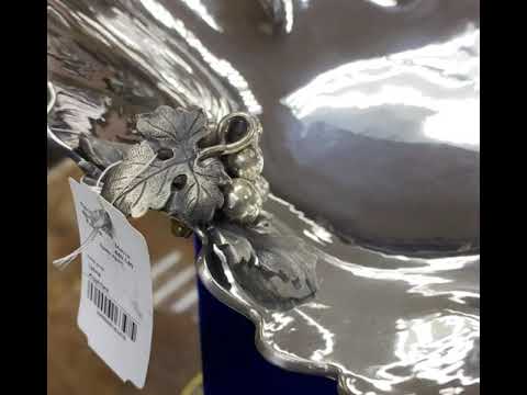 Серебряная конфетница «Виноград» глянцевая, кф038