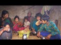 dharme brother's family eating bread and soup curry together