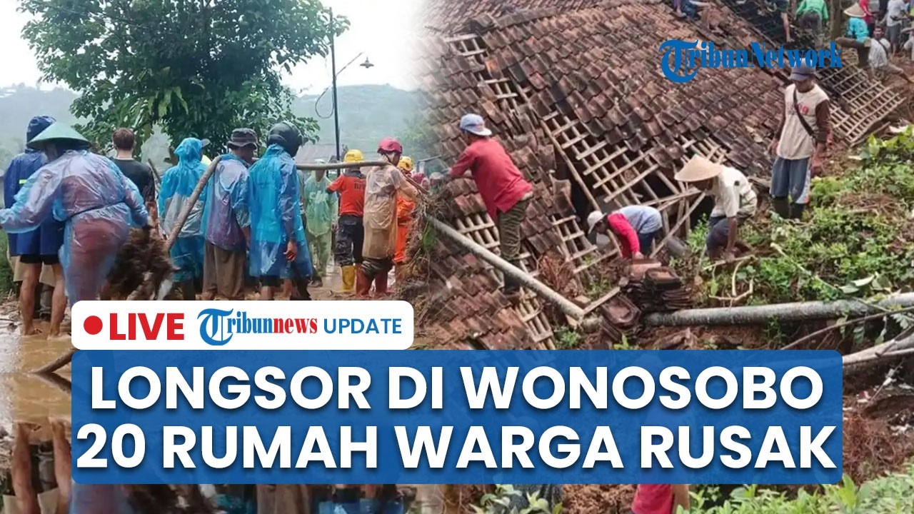 LIVE: Diguyur Hujan Deras & Angin, 20 Rumah Warga Rusak hingga Longsor Lumpuhkan Jalan di Wonosobo