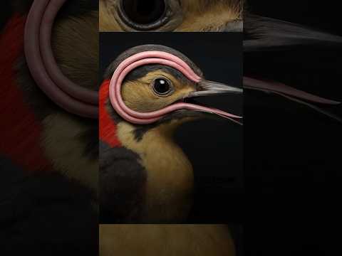 this is how a woodpecker's tongue loops around its skull 😳 #shorts #unique #wildlife