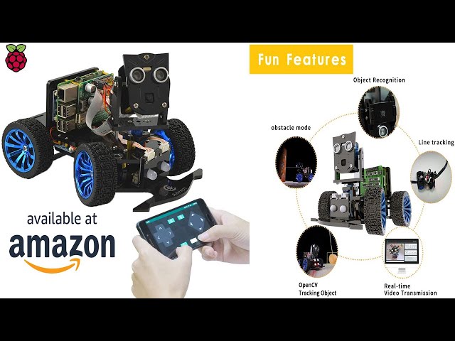 Vídeo relacionado con PiCar-B WiFi Wireless Smart Robot Car Kit para Raspberry Pi 4/3 Modelo B+/B reconocimiento de voz seguimiento de objetivos OpenCV transmisión de video en tiempo real robot educativo Raspberry Pi