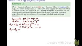 Lagrange Multipliers in 2 variables