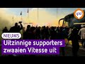 Supporters zwaaien Vitesse uit op weg naar hotel