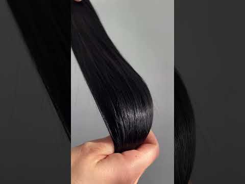 Волосы для ленточного наращивания, 45 см, прямые, 40 прядей, черные (01) video