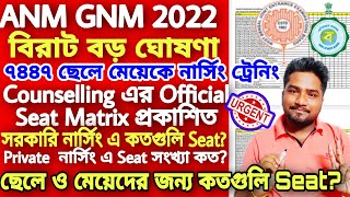ANM GNM 2022 Counselling Seat Matrix |ANM GNM 2022 Cut off marks|ANM GNM Nursing Admission 2022 Seat