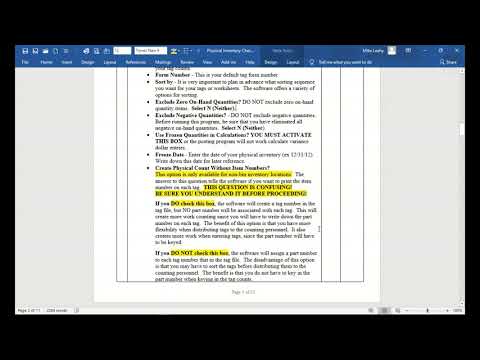 Physical Inventory Process in Macola® software
