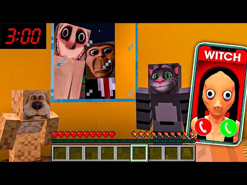 😱I Found Obunga Man in the Window at 3:00 AM and minion talking tom ben angela in minecraft😰