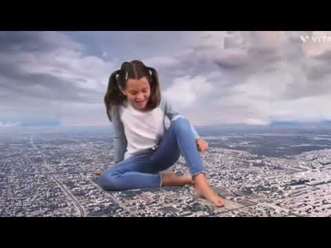 Giant girl crushing city