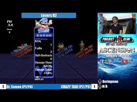 “Ascension 1/14/17” – Dr. Samoe (Ness & Zelda) v. CRAZY TAXI (Wario & Yoshi) – Losers R2