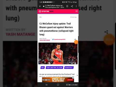 Blazers Injury News: CJ McCollum out indefinitely with pneumothorax (collapsed right lung) 🙏🏿🙏🏿