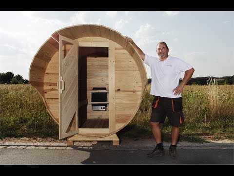 Faß-Sauna aus alten Einwegpaletten