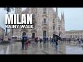MILAN Italy Rainy Winter Walk In Duomo City Streets 4K Tour