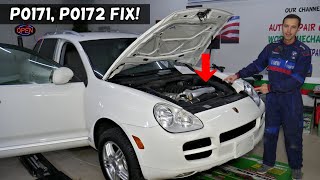 PORSCHE CAYENNE CODE P0171, P0174 SERVICE ENGINE LIGHT ON FIX