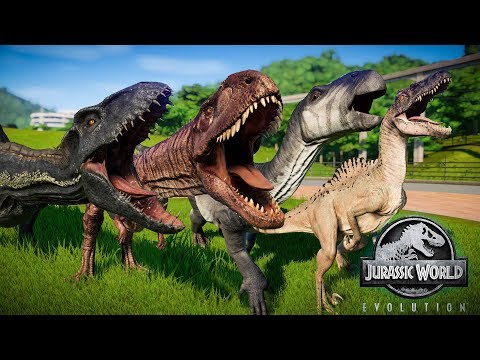 Jurassic World Evolution - Indoraptor vs Majungasaurus vs Iguanodon vs Spinoraptor