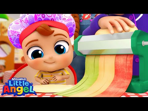 Let's Work Together - Baby John Makes Pasta | Little Angel And Friends Kid Songs