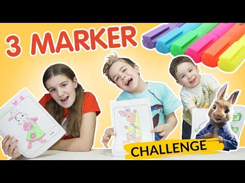 ¡3 MARKER CHALLENGE! edition DIBUJOS animados BRILLANTES.