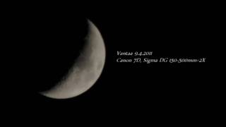 preview picture of video 'Canon 7D, Sigma DG 150-500mm + 2X Extender, Super(half)moon'