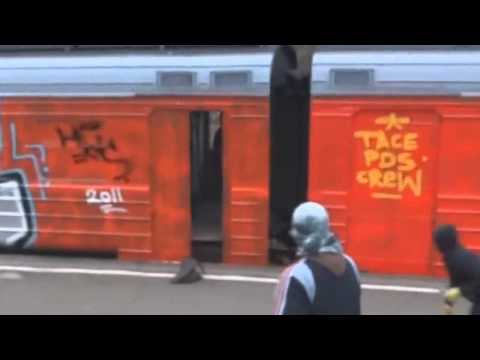 Graffiti Moscow - TacePDS doing some Live Train Bombing Action
