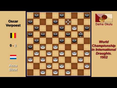 Acca Bizot (NLD) - Oscar Verpoest (BEL). Draughts World Championship. 1952.