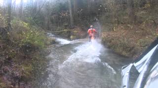 preview picture of video 'Fording the Nant y Ffin near Brechfa in Carmarthenshire'