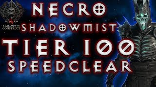 [S3] Shadowmist Necro (End Game) Tier 100 NMD Clear | Diablo 4 Necromancer Build Season 3 #skulm
