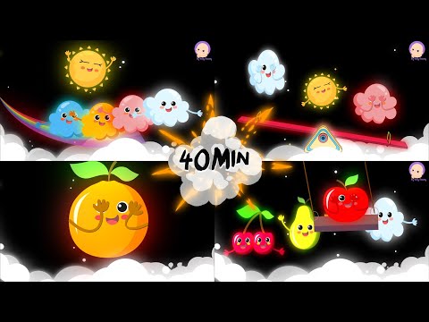 40 MINUTES OF CLOUDS AND FRUITS PARTY | BABY SENSORY | HIGH QUALITY ANIMATION | BABY SONGS