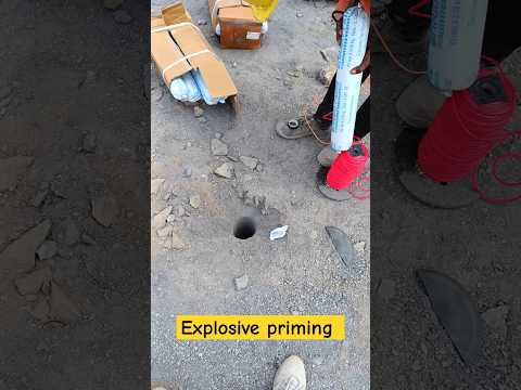 Explosive priming by non electric detonator (DTH 150 ms) #mining #blasting #drilling #shorts #views