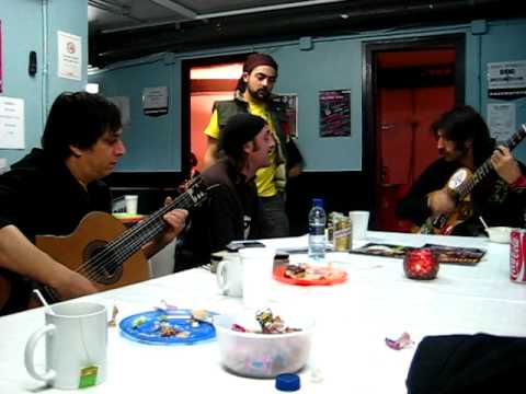 Oren Kaplan, Tonino Carotone & Eugene Hutz rehearse Atapuerca