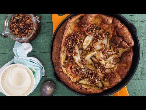 How to Make Pumpkin Pie Spiced Dutch Baby With Pears & Sticky Maple Nuts by Grant Melton