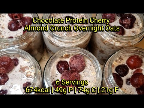 Chocolate Cherry Almond Overnight Oats (49g Protein!) | High-Protein Meal Prep Breakfast