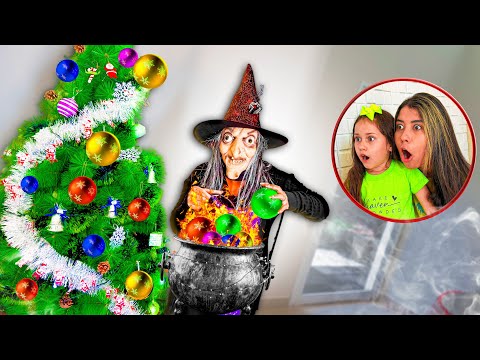 The wicked witch put the Christmas decorations in the cauldron!