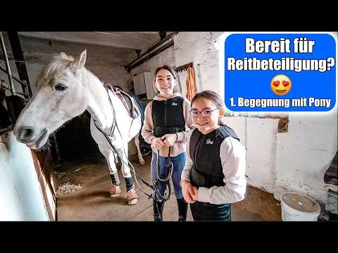 1. Kennenlernen mit Pony 😍 Bereit für Reitbeteiligung? Pferd reiten lernen! Mamiseelen
