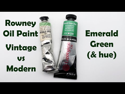 Daler Rowney Oil Paint - Emerald Green Vintage vs Modern Comparison