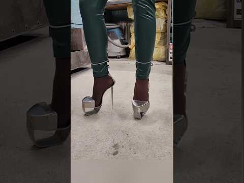 Metal sandals with thin high heels 💠   #metal #steelsandals #metalsandals