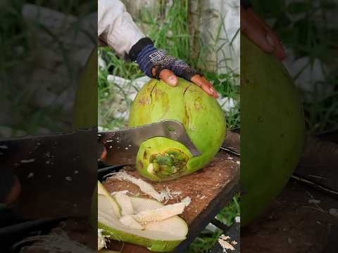 Big Fresh Green Coconut Water. Amazing Coconut Cutting Skills. #shorts shor#coconut #cuttingskills