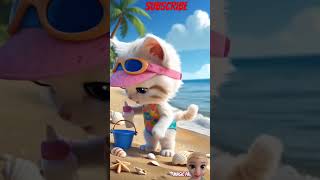 🐚 Cute Cat Collecting Seashells at the Seashore! 🌊😻 #cat #catlover #Sea #vacation #seashell #cute