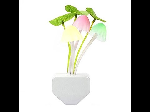 LED Night Light Plug Lamp, Mushroom Lamp With Smart Sensor (Auto On-Off) White